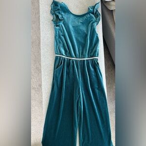 Cat & Jack. Velvet Pants / Romper. Turquoise with silver detail. Girls L (10-12)